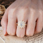 Nature-Inspired, Luxurious, and Unique Sunflower-Style 6-Prong Oval-Cut Lab Diamond Engagement Ring - Additional view