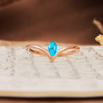 Unique 3-Prong Pear Cut Turquoise Engagement Ring - Additional view