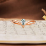 Unique 3-Prong Pear Cut Moss Agate Engagement Ring - Additional view