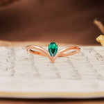 Unique 3-Prong Pear Cut Emerald Engagement Ring - Additional view