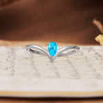Unique 3-Prong Pear Cut Turquoise Engagement Ring - Additional view