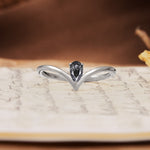 Unique 3-Prong Pear Cut Black Rutilated Quartz Engagement Ring - Additional view