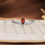 Unique 3-Prong Pear Cut Garnet Engagement Ring - Additional view