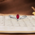 Unique 3-Prong Pear Cut Ruby Engagement Ring - Additional view