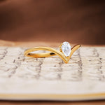Unique 3-Prong Pear Cut Moissanite Engagement Ring - Additional view
