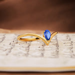 Unique 3-Prong Pear Cut Sapphire Engagement Ring - Additional view