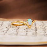 Unique 3-Prong Pear Cut Fire Opal Engagement Ring - Additional view