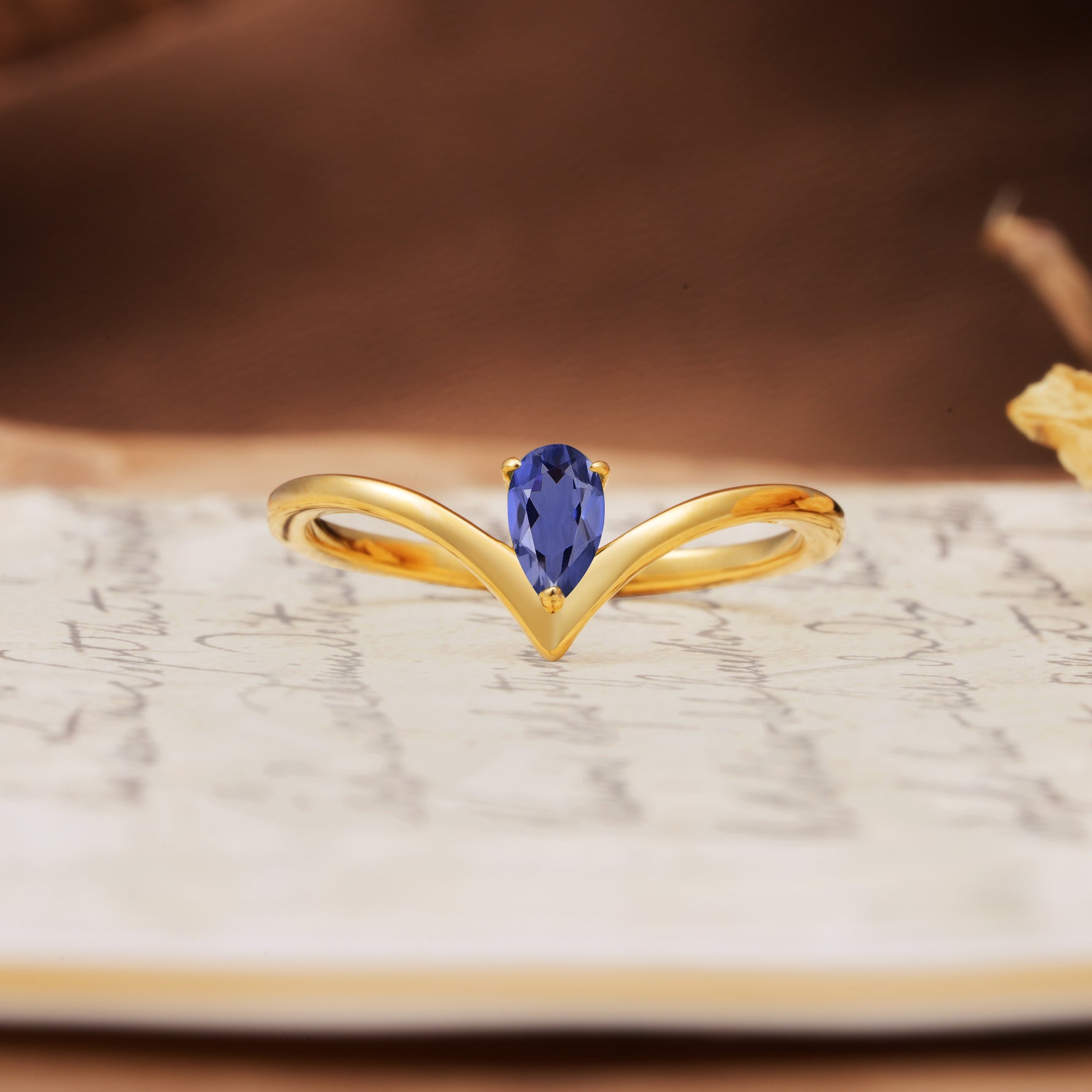 Unique 3-Prong Pear Cut Tanzanite Engagement Ring - Additional view