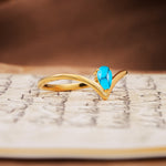 Unique 3-Prong Pear Cut Turquoise Engagement Ring - Additional view