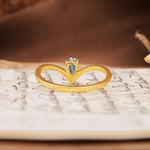 Unique 3-Prong Pear Cut Moss Agate Engagement Ring - Additional view