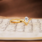Unique 3-Prong Pear Cut Lab Diamond Engagement Ring - Additional view