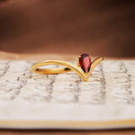 Unique 3-Prong Pear Cut Garnet Engagement Ring - Additional view