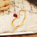 Unique 3-Prong Pear Cut Ruby Engagement Ring - Additional view