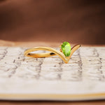 Unique 3-Prong Pear Cut Peridot Engagement Ring - Additional view
