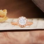 Classic Retro Unique 4-Prong Round Cut Moissanite Engagement Ring - Additional view