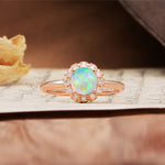 Classic Retro Unique 4-Prong Round Cut Fire Opal Engagement Ring - Additional view