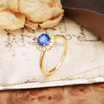 Classic Retro Unique 4-Prong Round Cut Sapphire Engagement Ring - Additional view