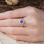 Classic Retro Unique 4-Prong Round Cut Sapphire Engagement Ring - Additional view