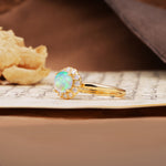 Classic Retro Unique 4-Prong Round Cut Fire Opal Engagement Ring - Additional view