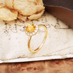 Classic Retro Unique 4-Prong Round Cut Citrine Engagement Ring - Additional view