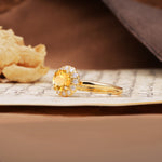Classic Retro Unique 4-Prong Round Cut Citrine Engagement Ring - Additional view