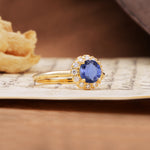Classic Retro Unique 4-Prong Round Cut Tanzanite Engagement Ring - Additional view
