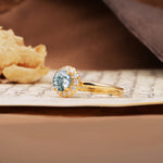 Classic Retro Unique 4-Prong Round Cut Moss Agate Engagement Ring - Additional view