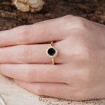 Classic Retro Unique 4-Prong Round Cut Black Onyx Engagement Ring - Additional view