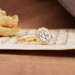 Classic Retro Unique 4-Prong Round Cut Lab Diamond Engagement Ring - Additional view