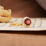 Classic Retro Unique 4-Prong Round Cut Garnet Engagement Ring - Additional view