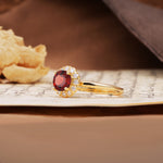 Classic Retro Unique 4-Prong Round Cut Garnet Engagement Ring - Additional view