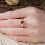 Classic Retro Unique 4-Prong Round Cut Garnet Engagement Ring - Additional view