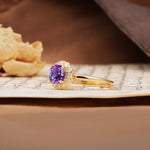 Classic Retro Unique 4-Prong Round Cut Amethyst Engagement Ring - Additional view