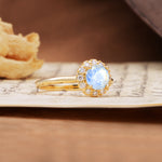 Classic Retro Unique 4-Prong Round Cut Moonstone Engagement Ring - Additional view