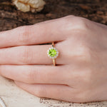 Classic Retro Unique 4-Prong Round Cut Peridot Engagement Ring - Additional view