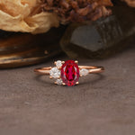 Unique & Classic 4-Prong Setting with Oval-Cut Side Stones Ruby Engagement Ring - Additional view