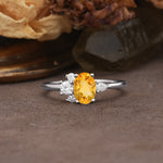Unique & Classic 4-Prong Setting with Oval-Cut Side Stones Citrine Engagement Ring - Additional view