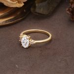 Unique & Classic 4-Prong Setting with Oval-Cut Side Stones Moissanite Engagement Ring - Additional view