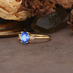 Unique & Classic 4-Prong Setting with Oval-Cut Side Stones Sapphire Engagement Ring - Additional view