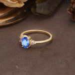 Unique & Classic 4-Prong Setting with Oval-Cut Side Stones Sapphire Engagement Ring - Additional view