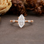Unique, Minimalist 4-Prong Marquise Cut Moissanite Engagement Ring - Additional view