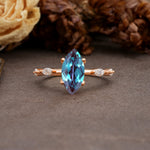 Unique, Minimalist 4-Prong Marquise Cut Alexandrite Engagement Ring - Additional view