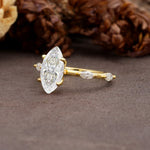 Unique, Minimalist 4-Prong Marquise Cut Moissanite Engagement Ring - Additional view