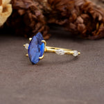 Unique, Minimalist 4-Prong Marquise Cut Sapphire Engagement Ring - Additional view