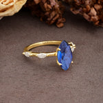 Unique, Minimalist 4-Prong Marquise Cut Sapphire Engagement Ring - Additional view