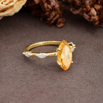 Unique, Minimalist 4-Prong Marquise Cut Citrine Engagement Ring - Additional view