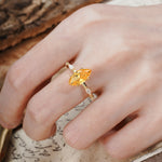Unique, Minimalist 4-Prong Marquise Cut Citrine Engagement Ring - Additional view