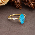 Unique, Minimalist 4-Prong Marquise Cut Turquoise Engagement Ring - Additional view