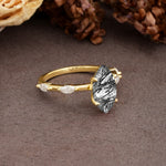 Unique, Minimalist 4-Prong Marquise Cut Black Rutilated Quartz Engagement Ring - Additional view