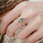 Unique, Minimalist 4-Prong Marquise Cut Black Rutilated Quartz Engagement Ring - Additional view